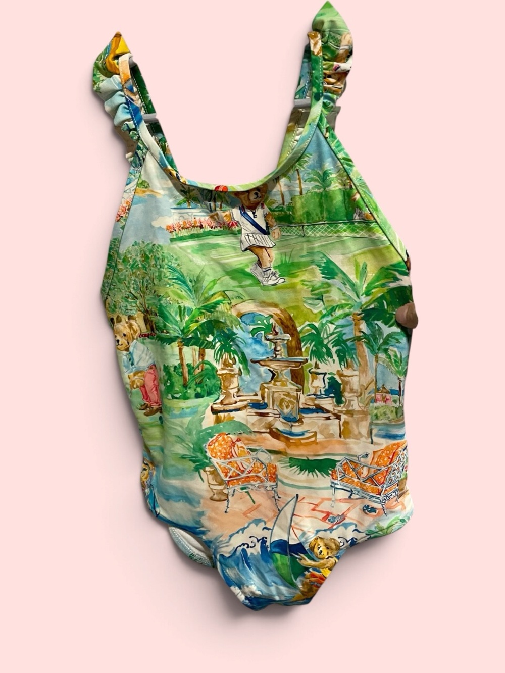 Cute polo Ralph Lauren bear ruffle girls tank swim suit Breakers limited edition